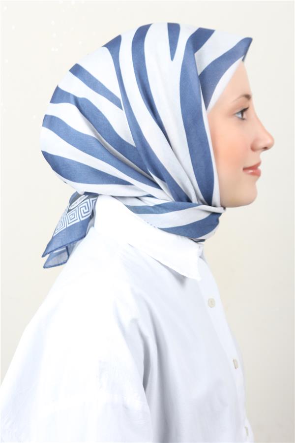 Lux Soft Pamuklu Eşarp 4040-201 Mavi 