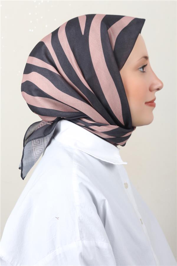 Lux Soft Pamuklu Eşarp 4040-205 Siyah-Toprak 