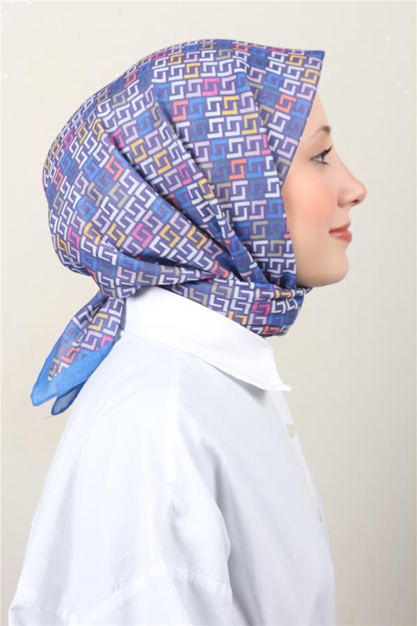 Lux Soft Pamuklu Eşarp 4040-225 Saks 