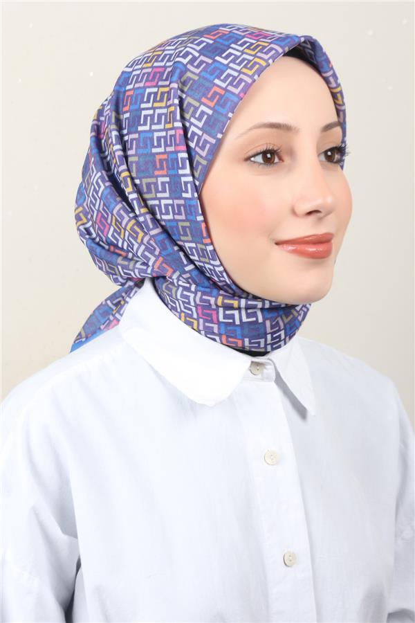 Lux Soft Pamuklu Eşarp 4040-225 Saks 