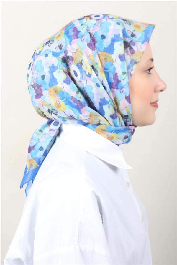 Lux Soft Pamuklu Eşarp 4040-232 Saks 