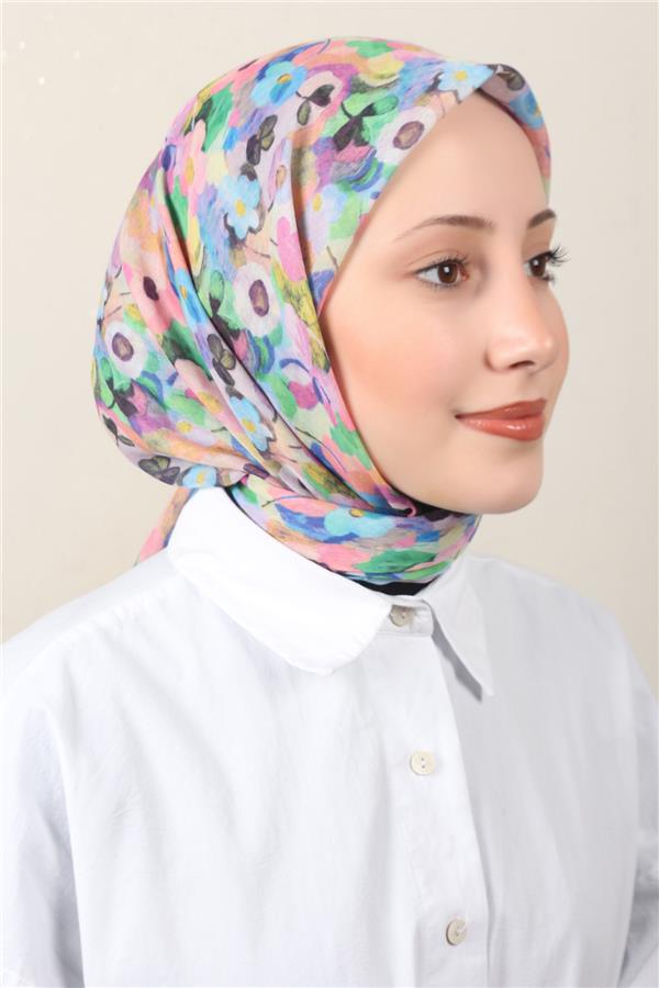 Lux Soft Pamuklu Eşarp 4040-233 Mavi