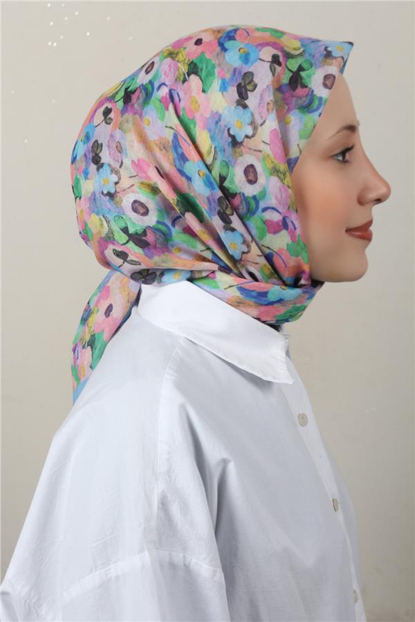 Lux Soft Pamuklu Eşarp 4040-233 Mavi