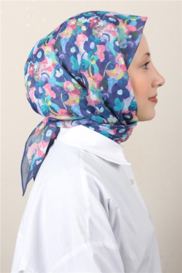 Lux Soft Pamuklu Eşarp 4040-234 Lacivert 