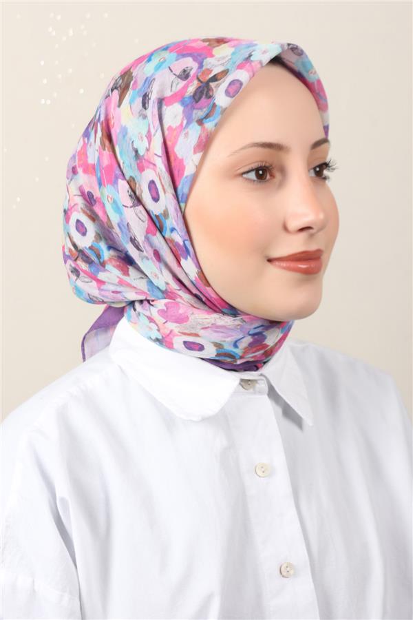 Lux Soft Pamuklu Eşarp 4040-247 Mor 