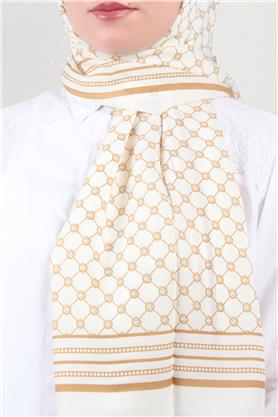 Medine Desenli Şal 2421-1 Ekru-Karamel