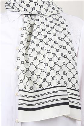 Medine Desenli Şal 2421-10 Ekru-Siyah