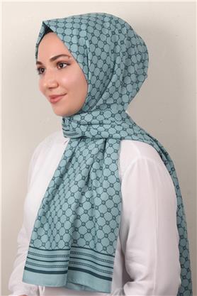 Medine Desenli Şal 2421-13 Su Mavisi