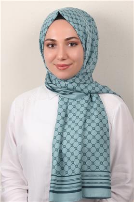 Medine Desenli Şal 2421-13 Su Mavisi