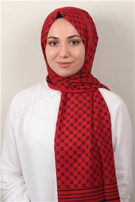 Medine Desenli Şal 2421-17 Kırmızı