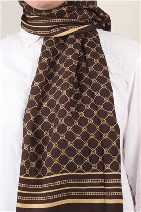 Medine Desenli Şal 2421-2 Kahve-Hardal