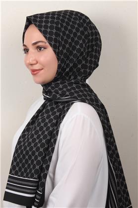Medine Desenli Şal 2421-4 Siyah