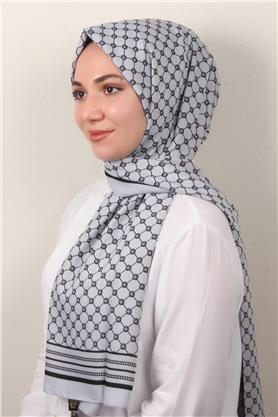 Medine Desenli Şal 2421-7 Gümüş