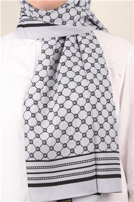 Medine Desenli Şal 2421-7 Gümüş