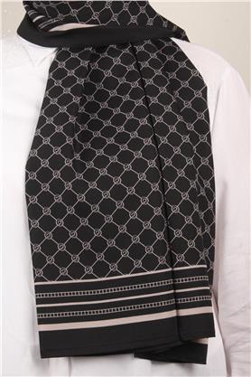 Medine Desenli Şal 2421-9 Siyah-Taş