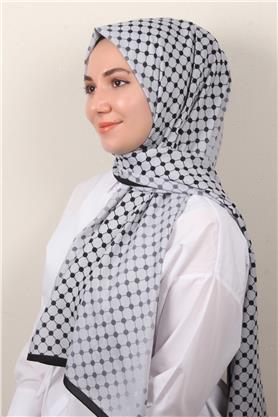 Medine Desenli Şal 2422-11 Gümüş
