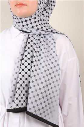 Medine Desenli Şal 2422-11 Gümüş