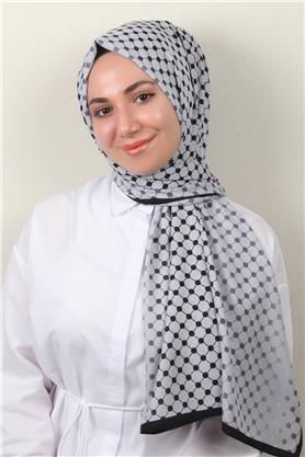 Medine Desenli Şal 2422-11 Gümüş