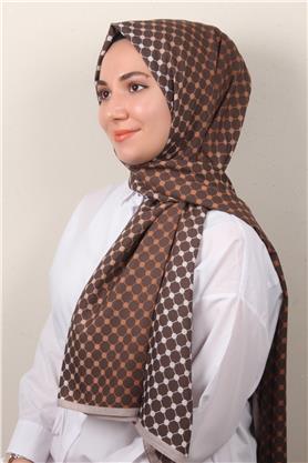 Medine Desenli Şal 2422-12 Kahverengi