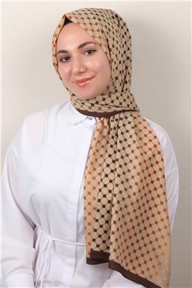 Medine Desenli Şal 2422-14 Sütlü Kahve