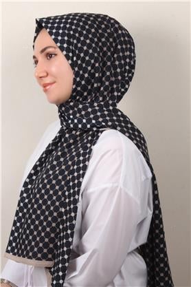 Medine Desenli Şal 2422-17 Lacivert