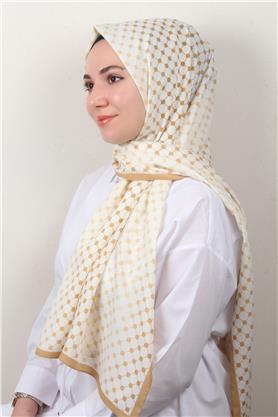 Medine Desenli Şal 2422-2 Ekru-Karamel