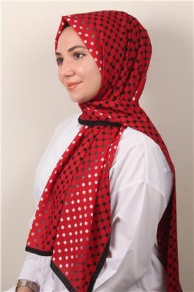 Medine Desenli Şal 2422-4 Kırmızı