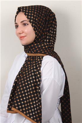Medine Desenli Şal 2422-5 Siyah-Karamel
