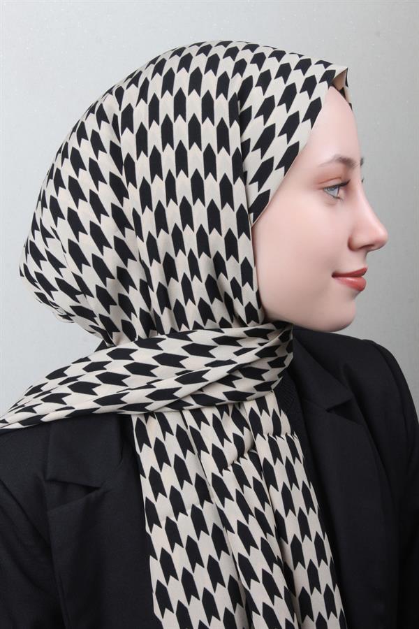 Medine Desenli Şal 2425-8 Kaz Ayağı