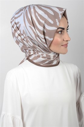 Medine Desenli Şal Eşarppark 1840-24 Zebra Pudra