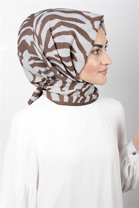 Medine Desenli Şal Eşarppark 1840-25 Zebra Bej