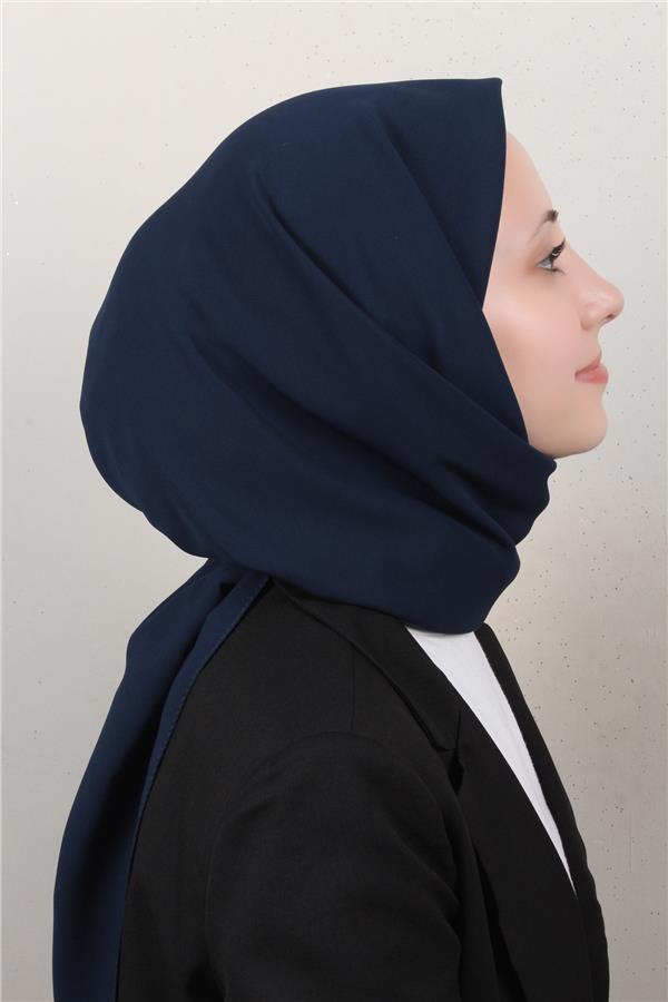 Medine İpeği Eşarp 1871-26 Lacivert