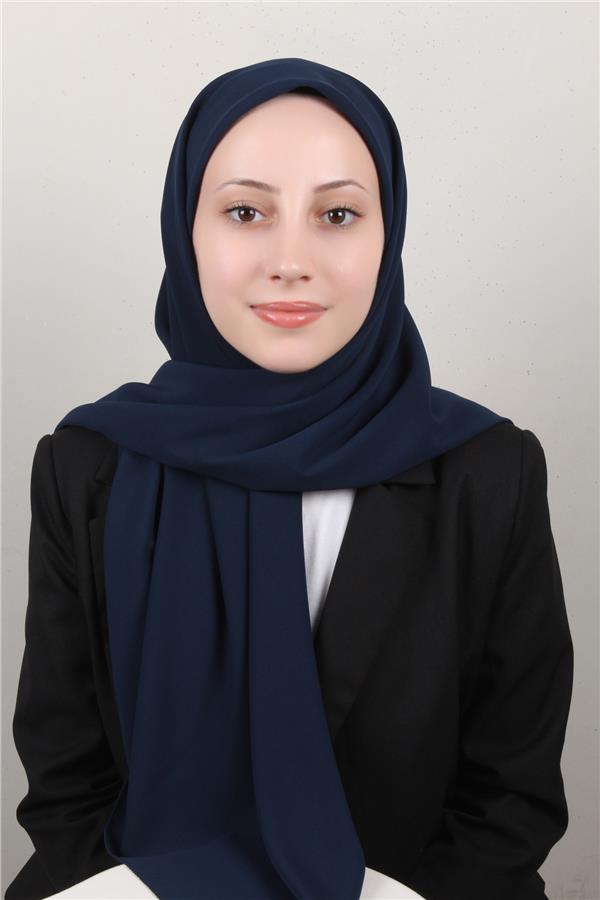 Medine İpeği Eşarp 1871-26 Lacivert