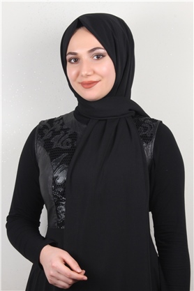 Medine İpeği Şal Lux 1363-20 Siyah