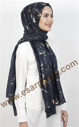 Mermer Desen Yaldızlı Şal 5223-10