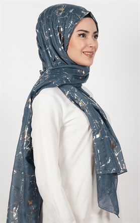 Mermer Desen Yaldızlı Şal 5223-15