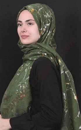 Mermer Desen Yaldızlı Şal 5223-16