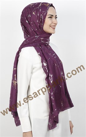 Mermer Desen Yaldızlı Şal 5223-2