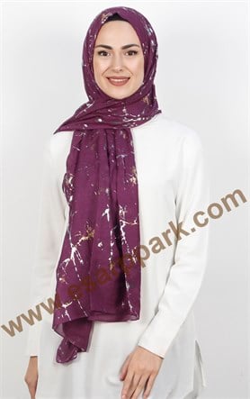 Mermer Desen Yaldızlı Şal 5223-2