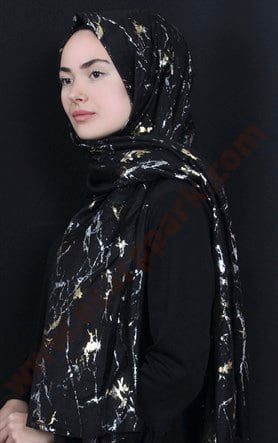 Mermer Desen Yaldızlı Şal 5223-3