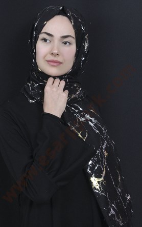 Mermer Desen Yaldızlı Şal 5223-3