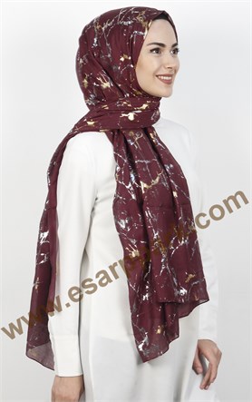 Mermer Desen Yaldızlı Şal 5223-4