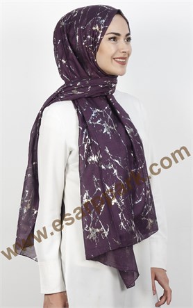 Mermer Desen Yaldızlı Şal 5223-9