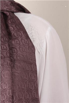 Monogram Şal 145-35 İncir Moru