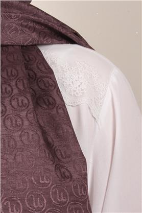 Monogram Şal 145-49 Patlıcan Moru