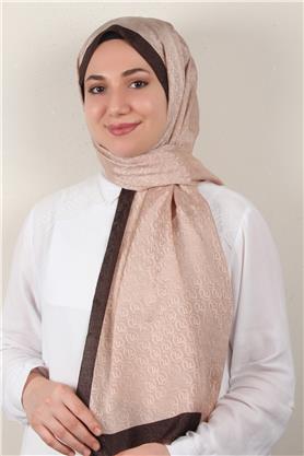 Monogram Şal 145-51 Koyu Bej