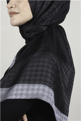 Monogram Şal 149-16 Siyah-Füme