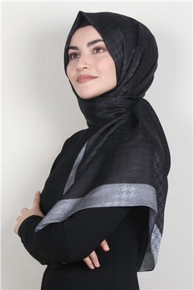 Monogram Şal 149-16 Siyah-Füme