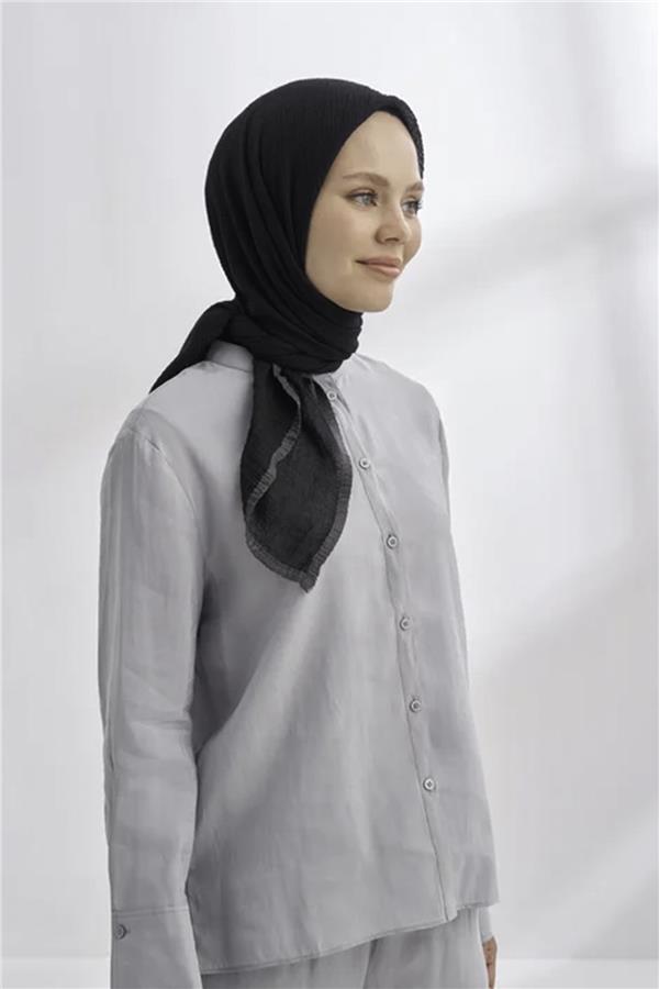 Müslin Biyeli Eşarp 3353-1 Siyah 