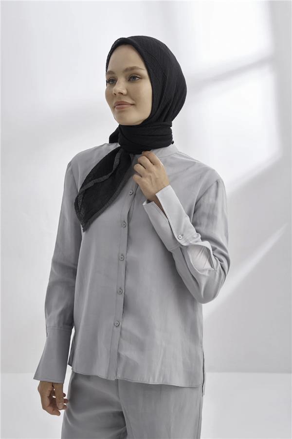 Müslin Biyeli Eşarp 3353-1 Siyah 